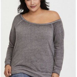 Torrid Grey Off-Shoulder Sweatshirt sz 4
